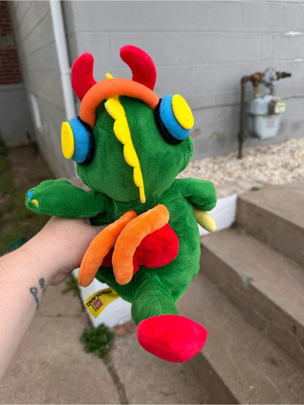 Legoland (rare) Ollie the Dragon DJ  with Colorful Accents - Kids Plush Stuffy